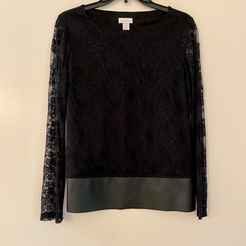 Chico's Black Lace Top Size 1